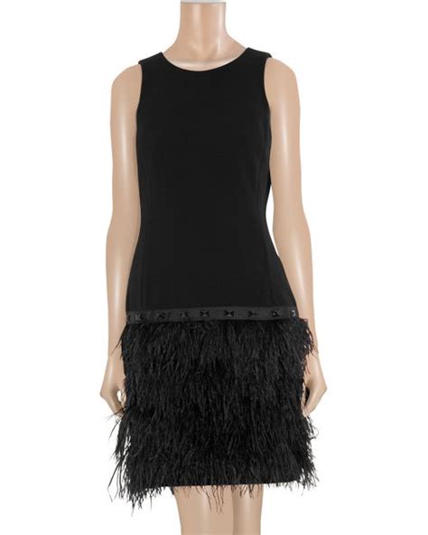 michael kors little black dress ostrich feather|MICHAEL Michael Kors Women's Stretch Crepe .